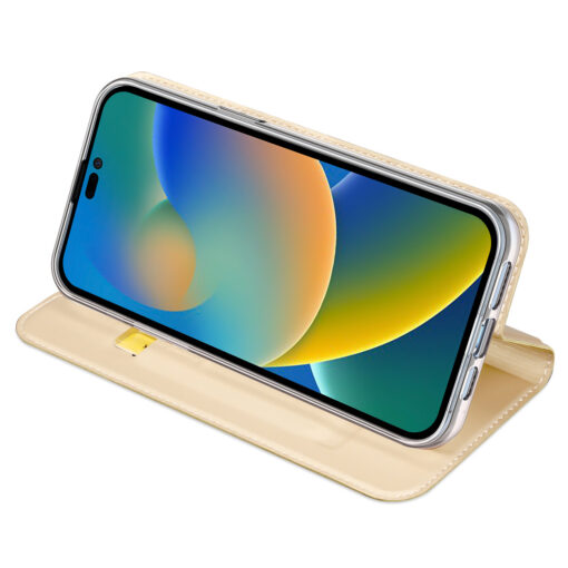 iPhone 14 PRO MAX kaaned kaarditaskuga Dux Ducis Skin Pro kunstnahast kuldne 3