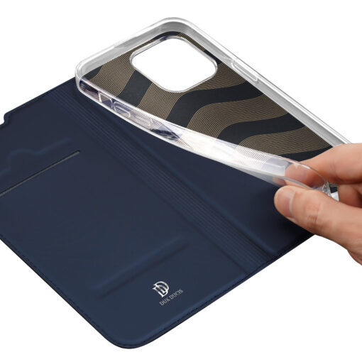 iPhone 14 PRO MAX kaaned kaarditaskuga Dux Ducis Skin Pro kunstnahast sinine 6