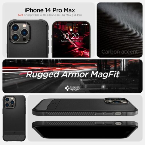 iPhone 14 PRO MAX umbris Rugged Armor MagSafe plastikust taguse ja silikoonist raamiga matt must 8