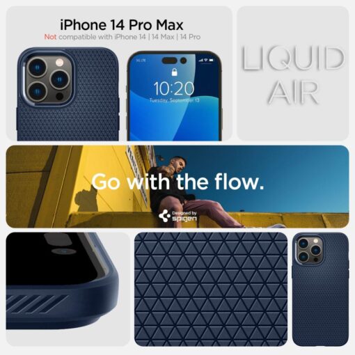 iPhone 14 PRO MAX umbris Spigen Liquid Air silikoonist tumesinine 10