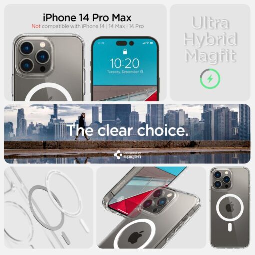 iPhone 14 PRO MAX umbris Spigen Ultra Hybrid MagSafe silikoonist valge MagSafe ringiga labipaistev 9