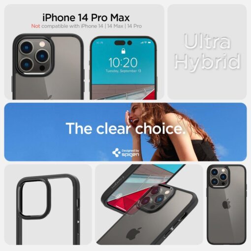 iPhone 14 PRO MAX umbris Spigen Ultra Hybrid mati plastikust taguse ja silikoonist raamiga 7