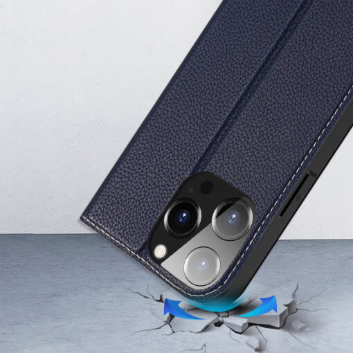 iPhone 14 PRO kaaned kaarditaskuga Dux Ducis Skin X2 magnetiga sulguv sinine 11