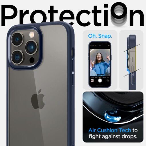 iPhone 14 PRO umbris Spigen Ultra Hybrid plastikust taguse ja silikoonist raamiga sinine 10