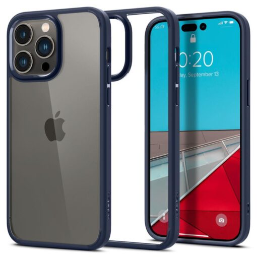 iPhone 14 PRO umbris Spigen Ultra Hybrid plastikust taguse ja silikoonist raamiga sinine