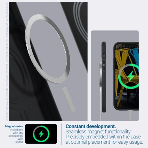 iPhone 14 umbris Caseology Parallax MagSafe plastikust taguse ja silikoonist raamiga must 12