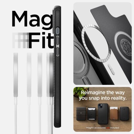 iPhone 14 umbris Mag Armor MagSafe plastikust taguse ja silikoonist raamiga must 13