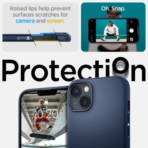 iPhone 14 umbris Mag Armor MagSafe plastikust taguse ja silikoonist raamiga tumesinine 12
