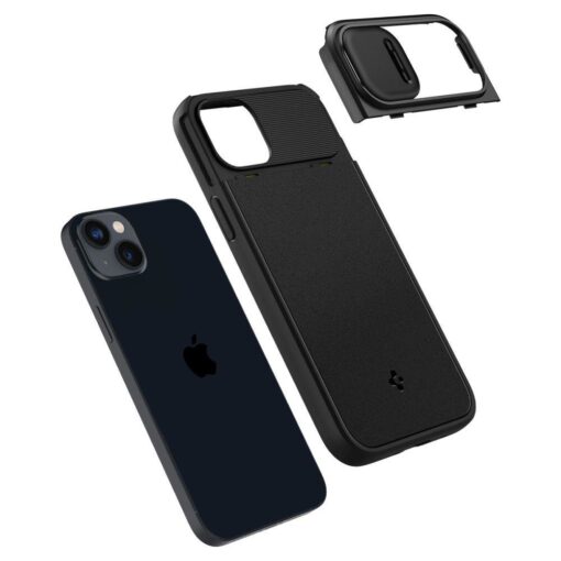 iPhone 14 umbris Spigen Optik Armor MagSafe silikoonist must 12