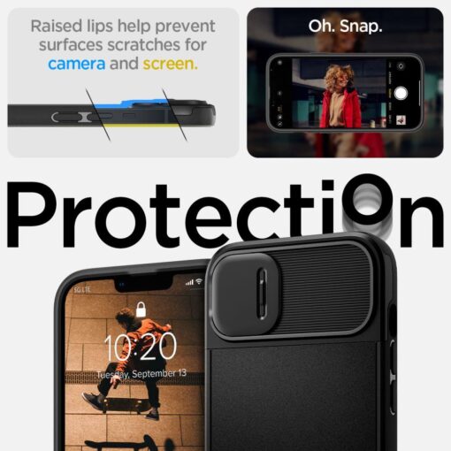 iPhone 14 umbris Spigen Optik Armor MagSafe silikoonist must 19