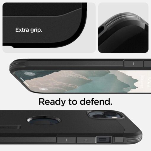 iPhone 14 umbris Spigen Tough Armor MagSafe silikoonist raamiga must 9