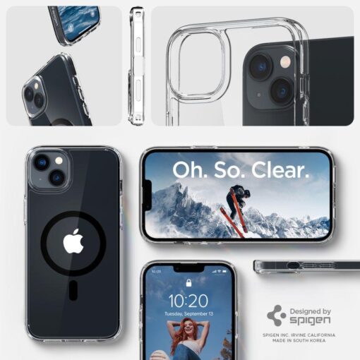 iPhone 14 umbris Spigen Ultra Hybrid MagSafe silikoonist musta MagSafe ringiga labipaistev 13