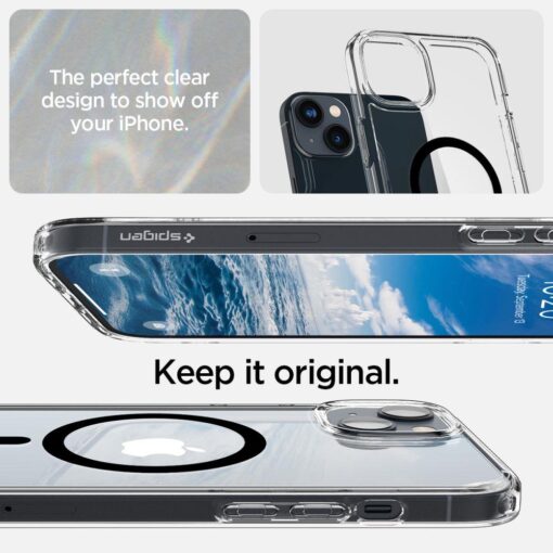 iPhone 14 umbris Spigen Ultra Hybrid MagSafe silikoonist musta MagSafe ringiga labipaistev 8