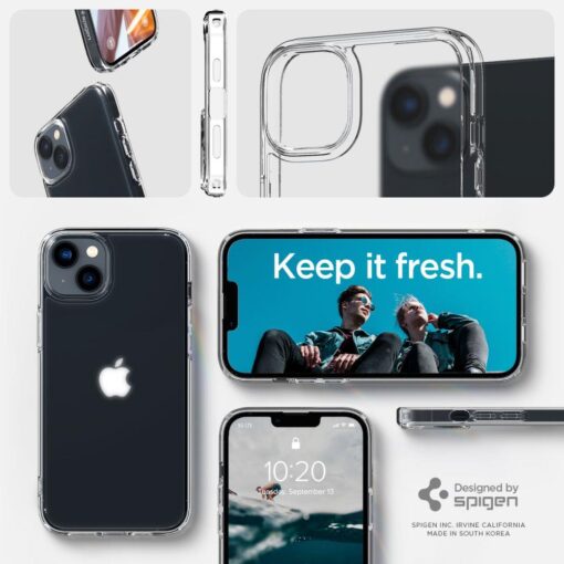 iPhone 14 umbris Spigen Ultra Hybrid mati plastikust taguse ja silikoonist raamiga 11