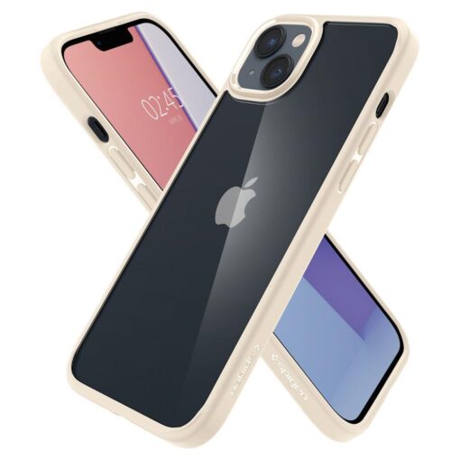 iPhone 14 umbris Spigen Ultra Hybrid plastikust taguse ja silikoonist raamiga beez 4