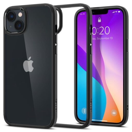 iPhone 14 umbris Spigen Ultra Hybrid plastikust taguse ja silikoonist raamiga must