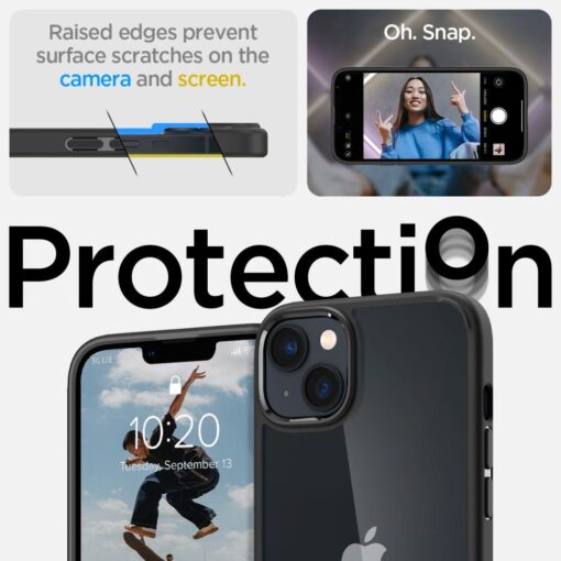iPhone 14 umbris Spigen Ultra Hybrid plastikust taguse ja silikoonist raamiga must 9