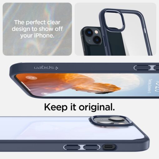iPhone 14 umbris Spigen Ultra Hybrid plastikust taguse ja silikoonist raamiga tumesinine 7