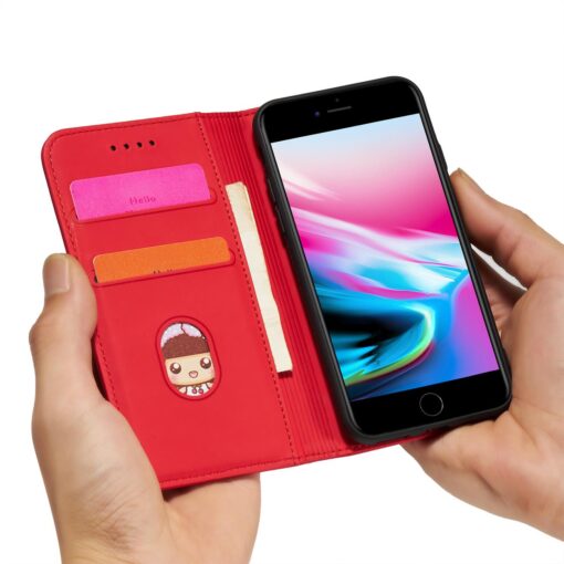 iPhone 7 8 SE 2020 SE 2020 kaaned kunstnahast kaarditaskutega punane 12