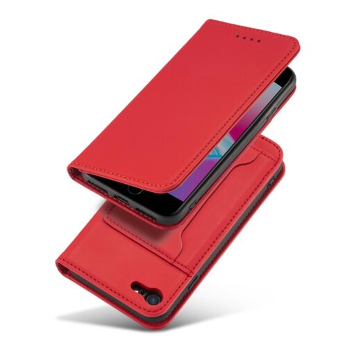 iPhone 7 8 SE 2020 SE 2020 kaaned kunstnahast kaarditaskutega punane 4