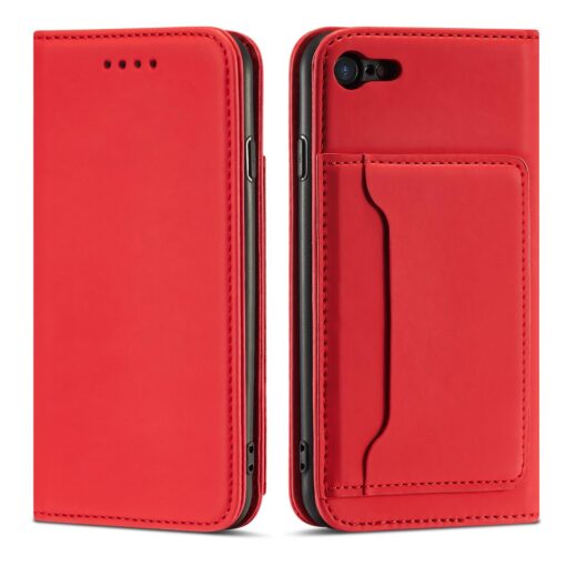 iPhone 7 8 SE 2020 SE 2020 kaaned kunstnahast kaarditaskutega punane