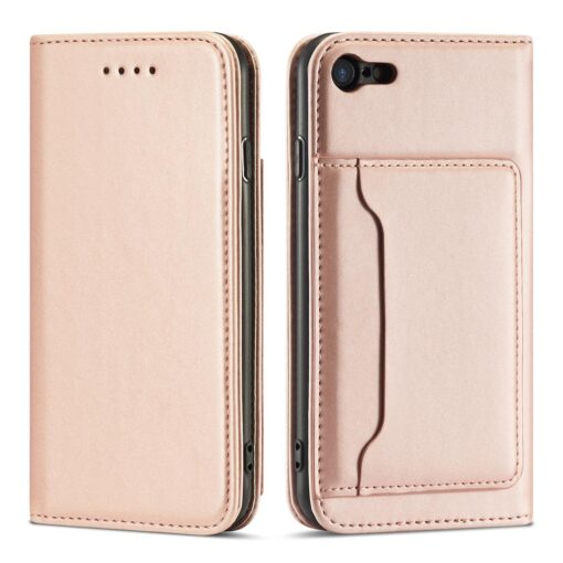 iPhone 7 8 SE 2020 SE 2020 kaaned kunstnahast kaarditaskutega roosa