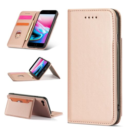 iPhone 7 8 SE 2020 SE 2020 kaaned kunstnahast kaarditaskutega roosa 8