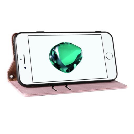 iPhone 7 8 SE 2020 SE 2020 kaaned mustriga kunstnahast kaarditaskuga roosa 2