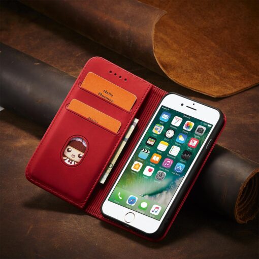 iPhone 7 8 SE 2020 SE 2020 kaaned vintage kunstnahast kaarditaskuga punane 11