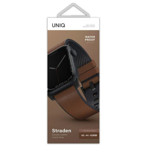 Apple Watch Rihm UNIQ Straden 454442mm nahast ja silikoonist pruun 2