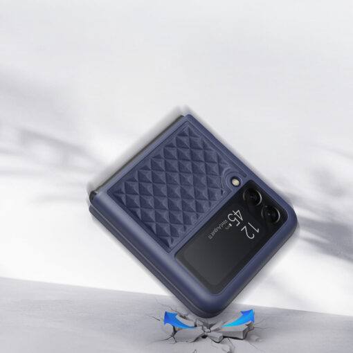 Samsung Galaxy Z Flip 3 kaaned nahaga kaetud Dux Ducis Venice Leather sinine 7