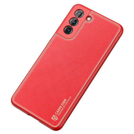 Samsung S21 FE umbris Dux Ducis Yolo elegant kunstnahast ja silikoonist servadega punane 3