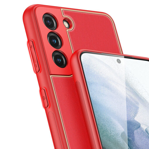 Samsung S21 FE umbris Dux Ducis Yolo elegant kunstnahast ja silikoonist servadega punane 5