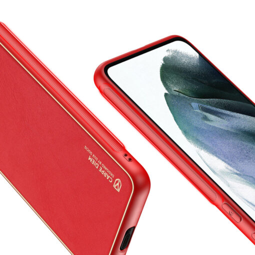Samsung S21 FE umbris Dux Ducis Yolo elegant kunstnahast ja silikoonist servadega punane 6