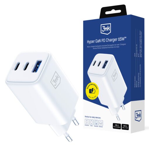 Seinaadapter 2x USB C 1x USB A 3mk Hyper GaN Charger 65W QC4 PD PPS 1 scaled