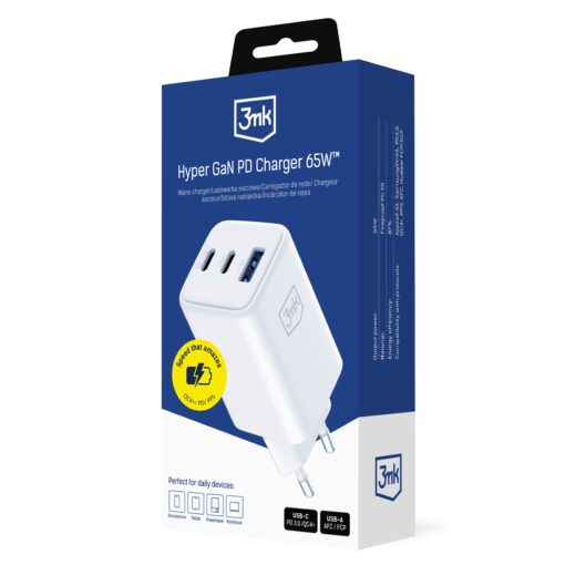 Seinaadapter 2x USB C 1x USB A 3mk Hyper GaN Charger 65W QC4 PD PPS 2 scaled