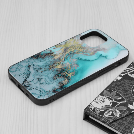 iPhone 12 12 PRO umbris klaasist taguse ja silikoonist raamiga ookeani sinine 2