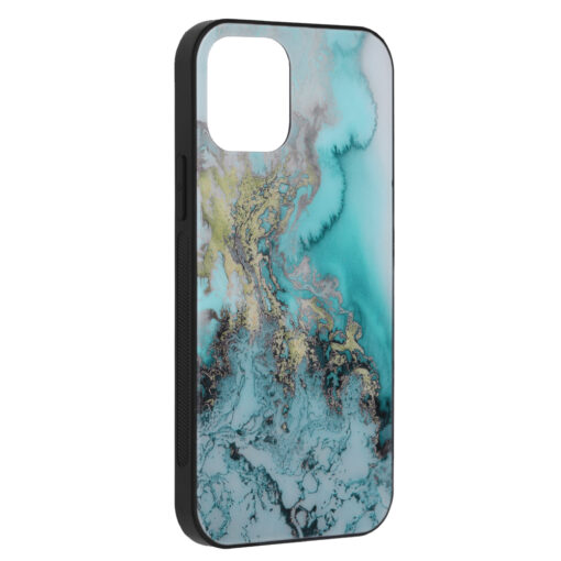 iPhone 12 12 PRO umbris klaasist taguse ja silikoonist raamiga ookeani sinine 3
