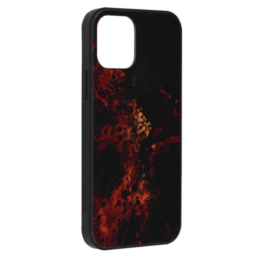 iPhone 12 12 PRO umbris klaasist taguse ja silikoonist raamiga punane nebula 3