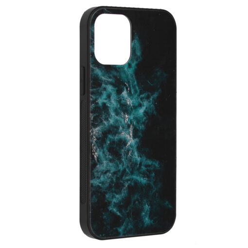 iPhone 12 12 PRO umbris klaasist taguse ja silikoonist raamiga sinine nebula 3