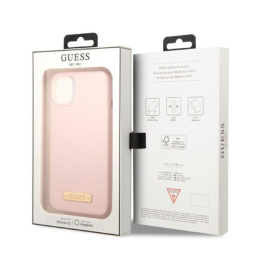 iPhone 13 MINI umbris Guess silikoonist Silicone Logo Plate GUHMP13SSBPLP roosa 7