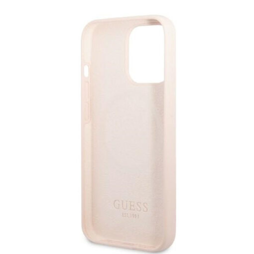 iPhone 13 PRO MAX umbris Guess silikoonist Silicone Logo Plate GUHMP13XSPLP roosa 6