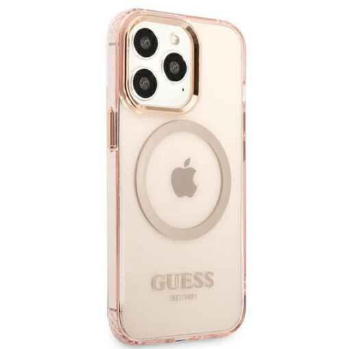 iPhone 13 PRO umbris Guess silikoonist Gold Outline Translucent GUHMP13LHTCMP roosa 3