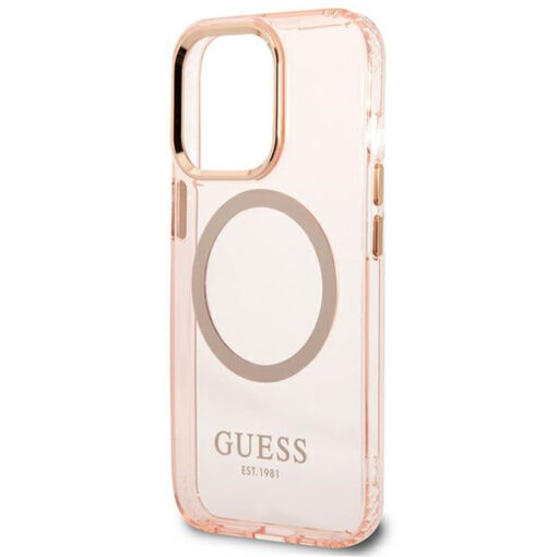 iPhone 13 PRO umbris Guess silikoonist Gold Outline Translucent GUHMP13LHTCMP roosa 5