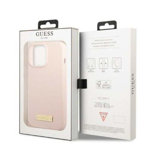 iPhone 13 PRO umbris Guess silikoonist Silicone Logo Plate GUHMP13LSPLP roosa 7