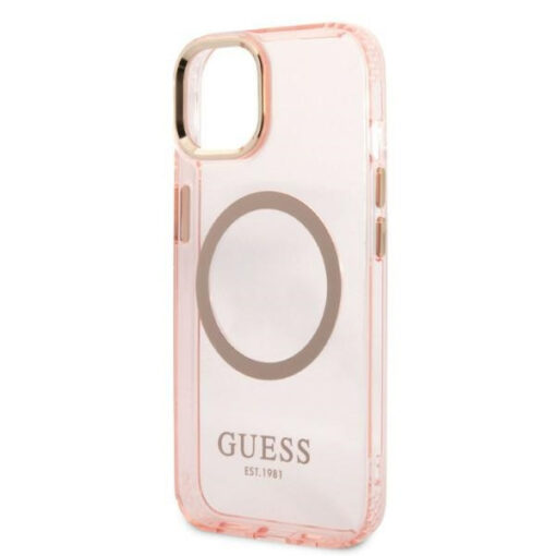 iPhone 13 umbris Guess silikoonist Gold Outline Translucent GUHMP13MHTCMP roosa 5