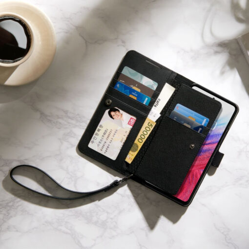 Samsung A53 raamatkaaned Spigen Wallet S Plus kunstnahast must 11 1