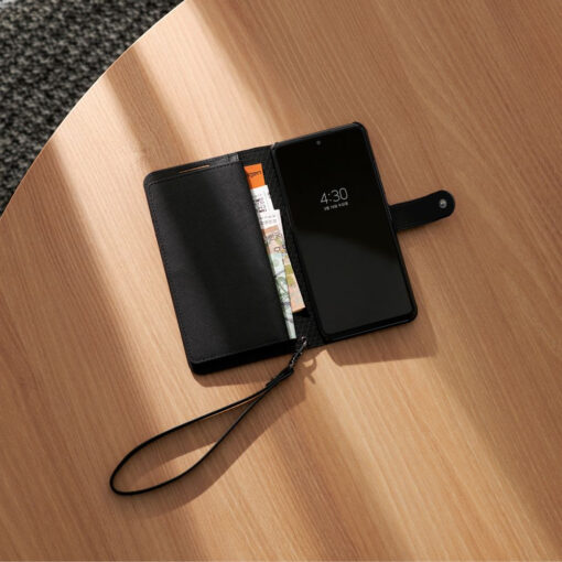 Samsung A53 raamatkaaned Spigen Wallet S Plus kunstnahast must 13 1