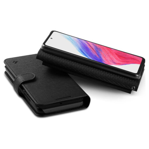 Samsung A53 raamatkaaned Spigen Wallet S Plus kunstnahast must 8 1