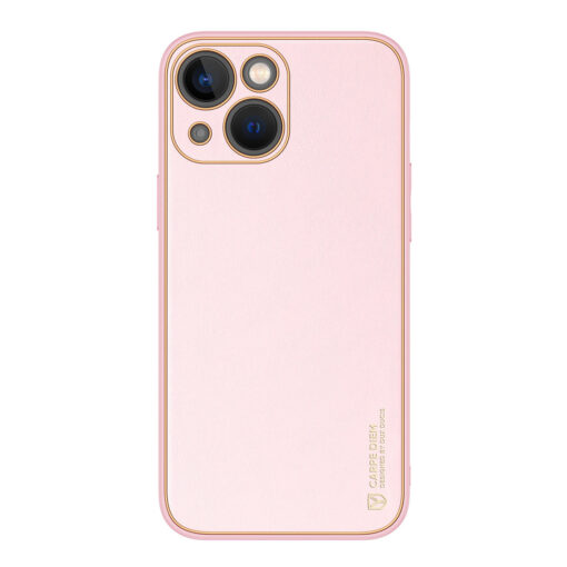 iPhone 14 PLUS umbris Dux Ducis Yolo elegant kunstnahast ja silikoonist servadega roosa